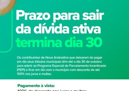 Programa que facilita quitação de dívidas municipais termina na segunda-feira (30)